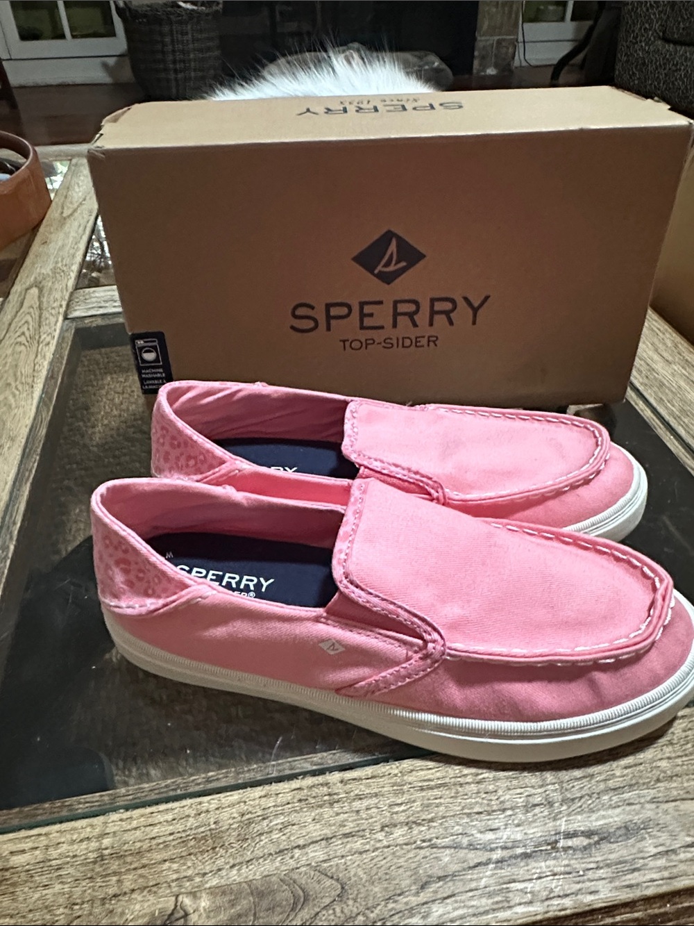 Sperry Pink Slip-On Canvas Boat Shoes